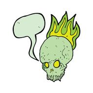 cartoon spooky skull with speech bubble N113