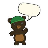 cute cartoon black bear with speech bubble N53