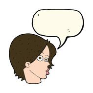 cartoon female face with speech bubble N112