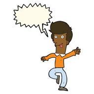 cartoon man dancing with speech bubble N4