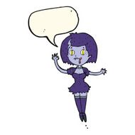 cartoon happy vampire girl with speech bubble N30