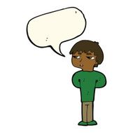 cartoon antisocial boy with speech bubble N8