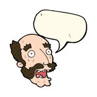 cartoon shocked old man with speech bubble N17