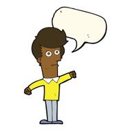 cartoon man punching with speech bubble N7