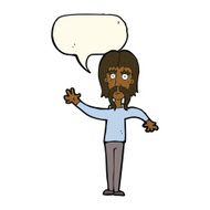 cartoon waving man with mustache speech bubble N8