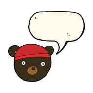 cartoon black bear cub wearing hat with speech bubble N4