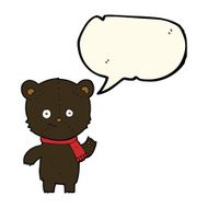 cartoon black bear waving with speech bubble N8