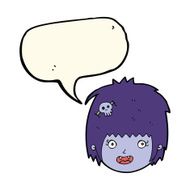 cartoon happy vampire girl face with speech bubble N7