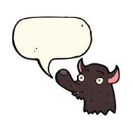 cartoon happy wolf with speech bubble N13