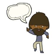 cartoon bearded man pointing and laughing with speech bubble N6