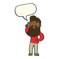 cartoon happy bearded man with idea speech bubble N7