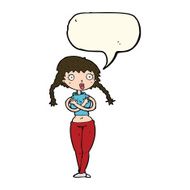 cartoon offended woman covering herself with speech bubble N7