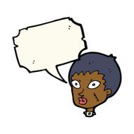cartoon female zombie head with speech bubble N8