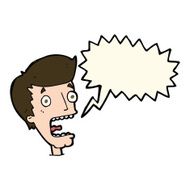 cartoon terrified man with speech bubble N159