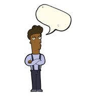 cartoon unimpressed man with speech bubble N7