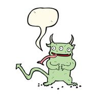 cartoon little demon with speech bubble N22