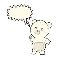 cartoon curious polar bear with speech bubble N4