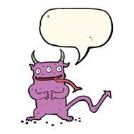 cartoon little demon with speech bubble N23