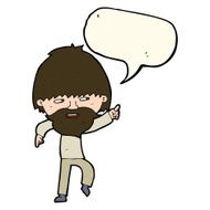 cartoon bearded man pointing and laughing with speech bubble N7