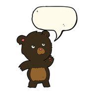 cartoon curious black bear with speech bubble N4