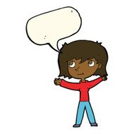 cartoon happy girl with speech bubble N66