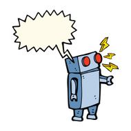 cartoon robot with speech bubble N134