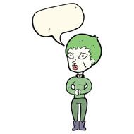 cartoon zombie girl with speech bubble N12