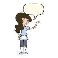 cartoon waitress with speech bubble N18
