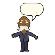 cartoon disappointed old man with speech bubble N8