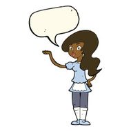 cartoon waitress with speech bubble N19