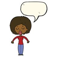 cartoon woman with closed eyes speech bubble N8