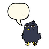 funny cartoon bird with speech bubble N98