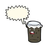 cartoon glass of stout beer with speech bubble N3