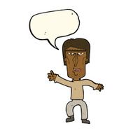 cartoon angry man waving warning with speech bubble N8