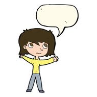 cartoon happy girl with speech bubble N67