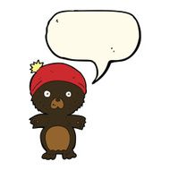 cartoon cute black bear in hat with speech bubble N4