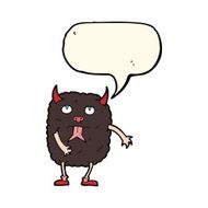 funny cartoon monster with speech bubble N19