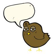 funny cartoon bird with speech bubble N99