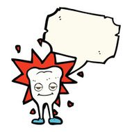 cartoon happy tooth with speech bubble N25