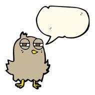 funny cartoon bird with speech bubble N100