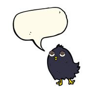 funny cartoon bird with speech bubble N101