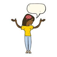 cartoon intelligent woman with speech bubble N14