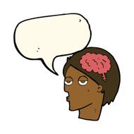 cartoon head with brain symbol speech bubble N28