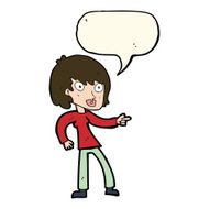 cartoon woman pointing with speech bubble N159