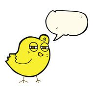 funny cartoon bird with speech bubble N102