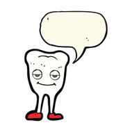 cartoon happy tooth with speech bubble N27