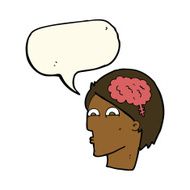 cartoon head with brain symbol speech bubble N29