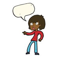 cartoon woman pointing with speech bubble N160