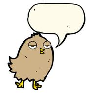 funny cartoon bird with speech bubble N103