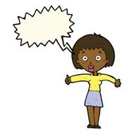 cartoon amazed woman with speech bubble N8